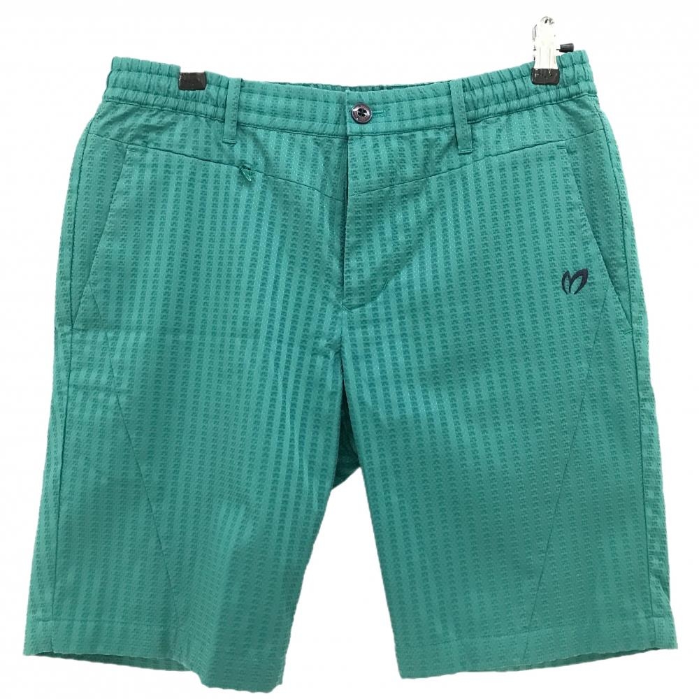 【美品】マスターバニー ハーフパンツ グリーン ストライプ織生地 ストレッチ  メンズ 5(L) ゴルフウェア MASTER BUNNY EDITION