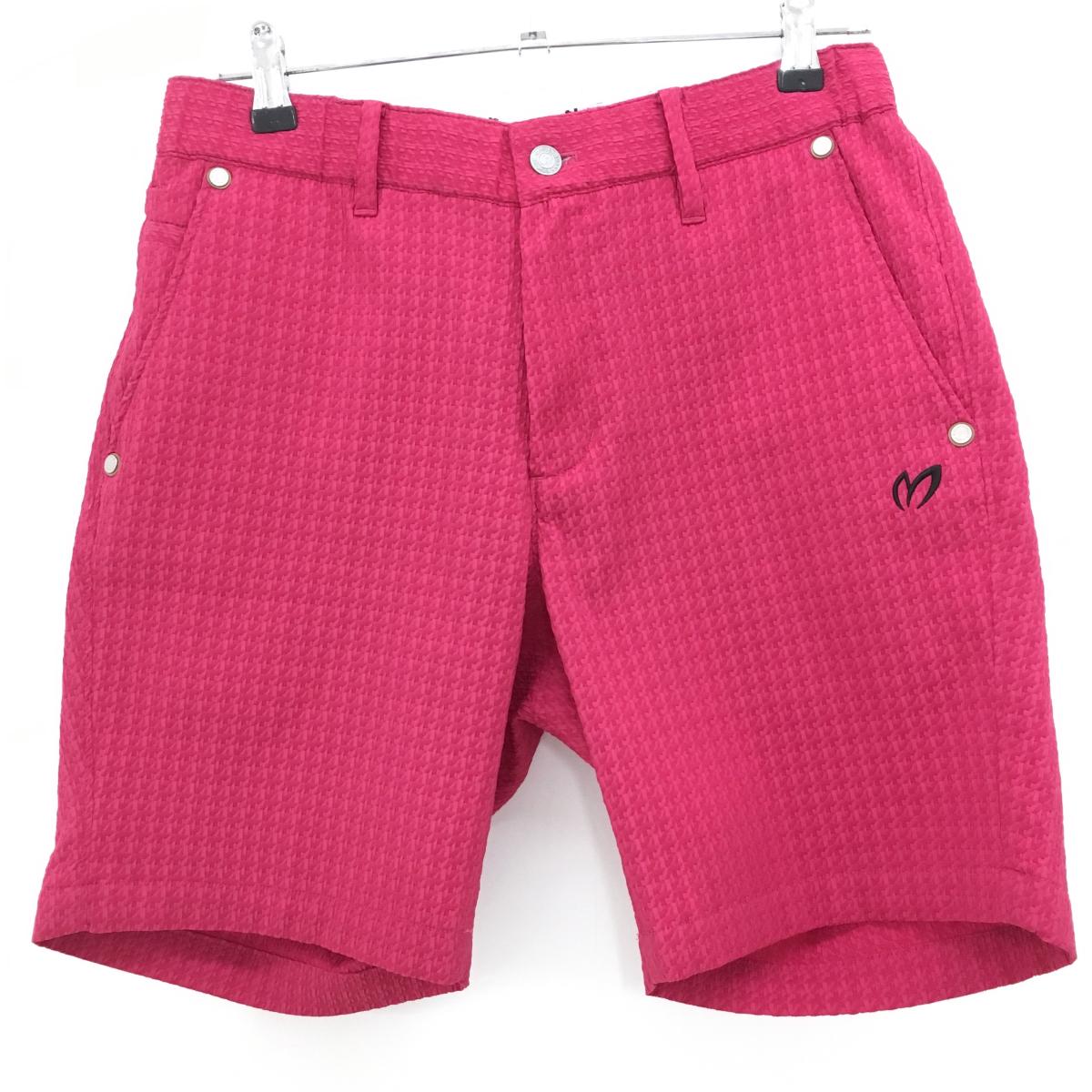 【超美品】マスターバニー ハーフパンツ ピンク 総柄 ロゴ黒  メンズ 46(M) ゴルフウェア 2025年モデル MASTER BUNNY EDITION
