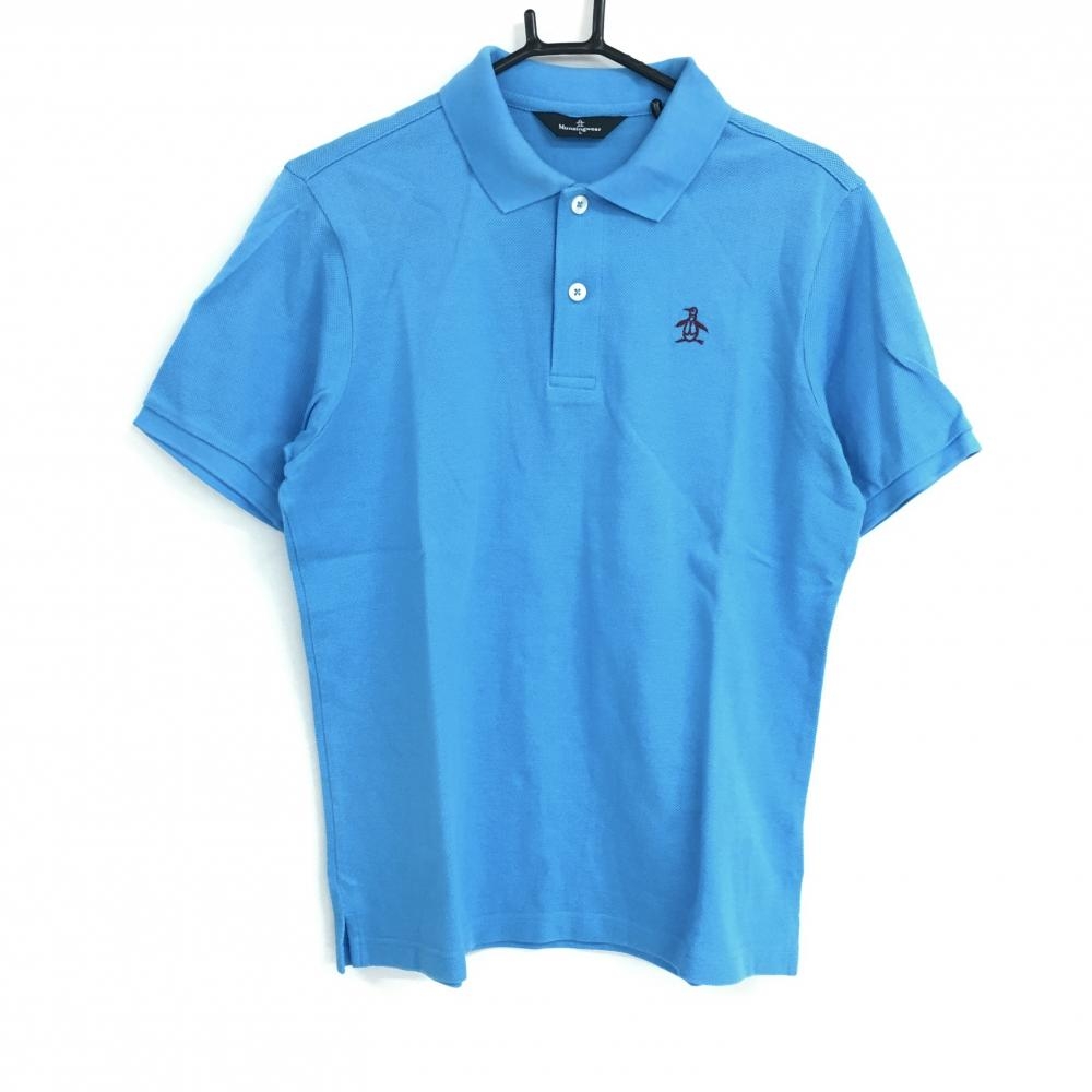 マンシングウェア 半袖ポロシャツ ライトブルー ロゴ刺しゅう  メンズ L ゴルフウェア Munsingwear 画像