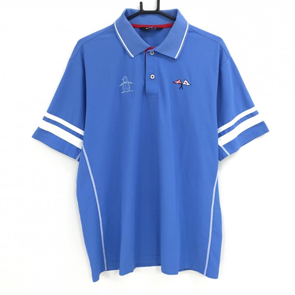 マンシングウェア 半袖ポロシャツ ライトブルー×白 襟ライン メンズ 3L ゴルフウェア Munsingwear