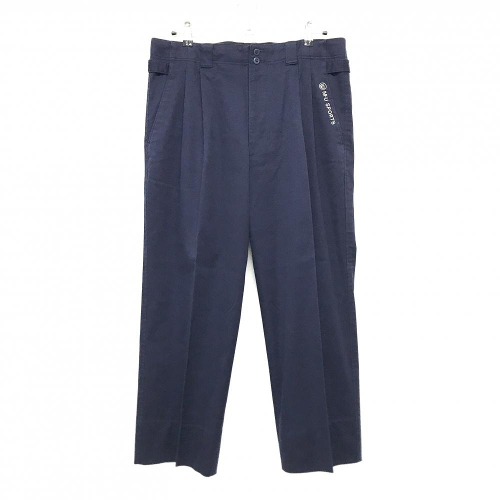 MUスポーツ パンツ ネイビー ロゴ刺しゅう ストレッチ  メンズ 52(XL) ゴルフウェア M・U SPORTS