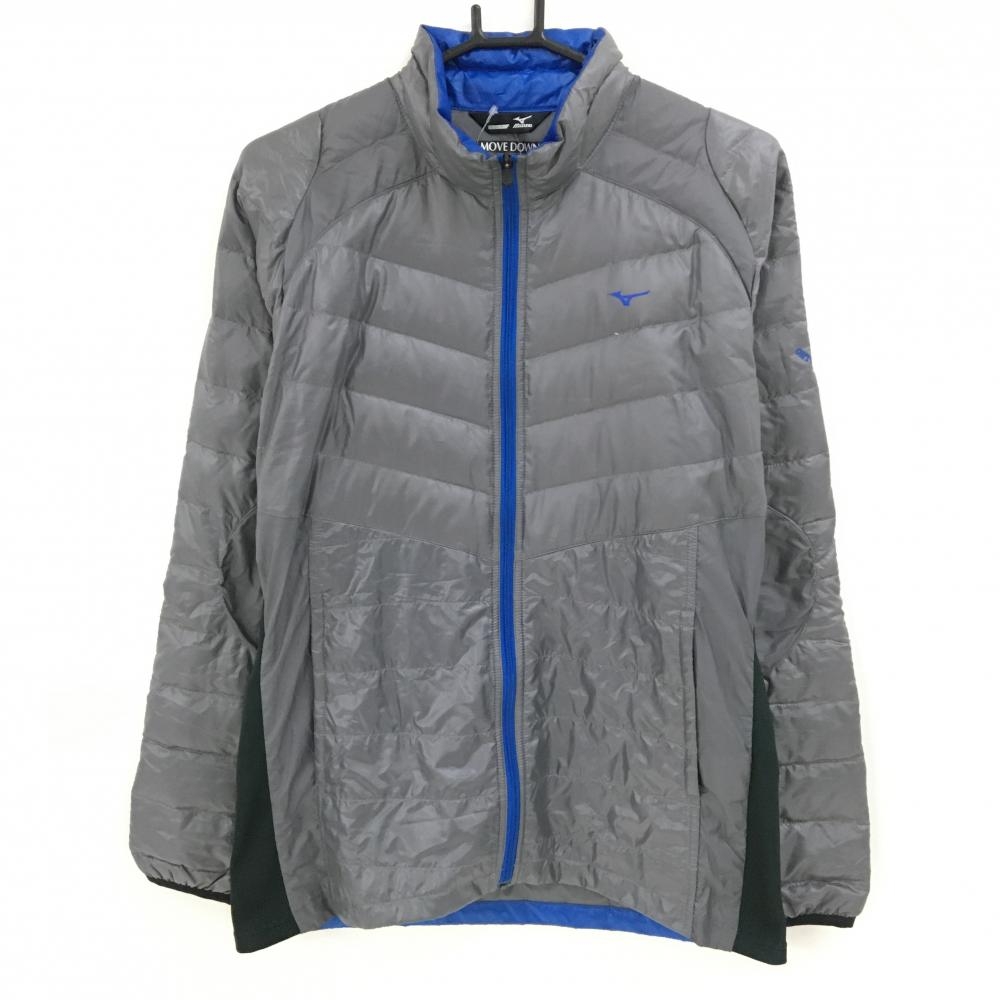 ミズノ ダウンジャケット グレー×ブルー ブレスサーモ OHTONE COUNTRYCLUB メンズ L ゴルフウェア MIZUNO