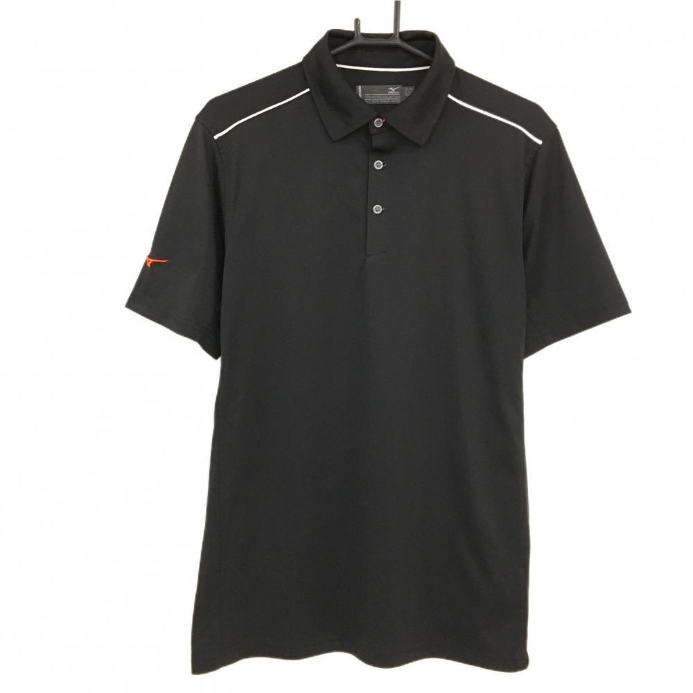 【超美品】ミズノ 半袖ポロシャツ 黒×白 肩ライン  メンズ US-M ゴルフウェア MIZUNO