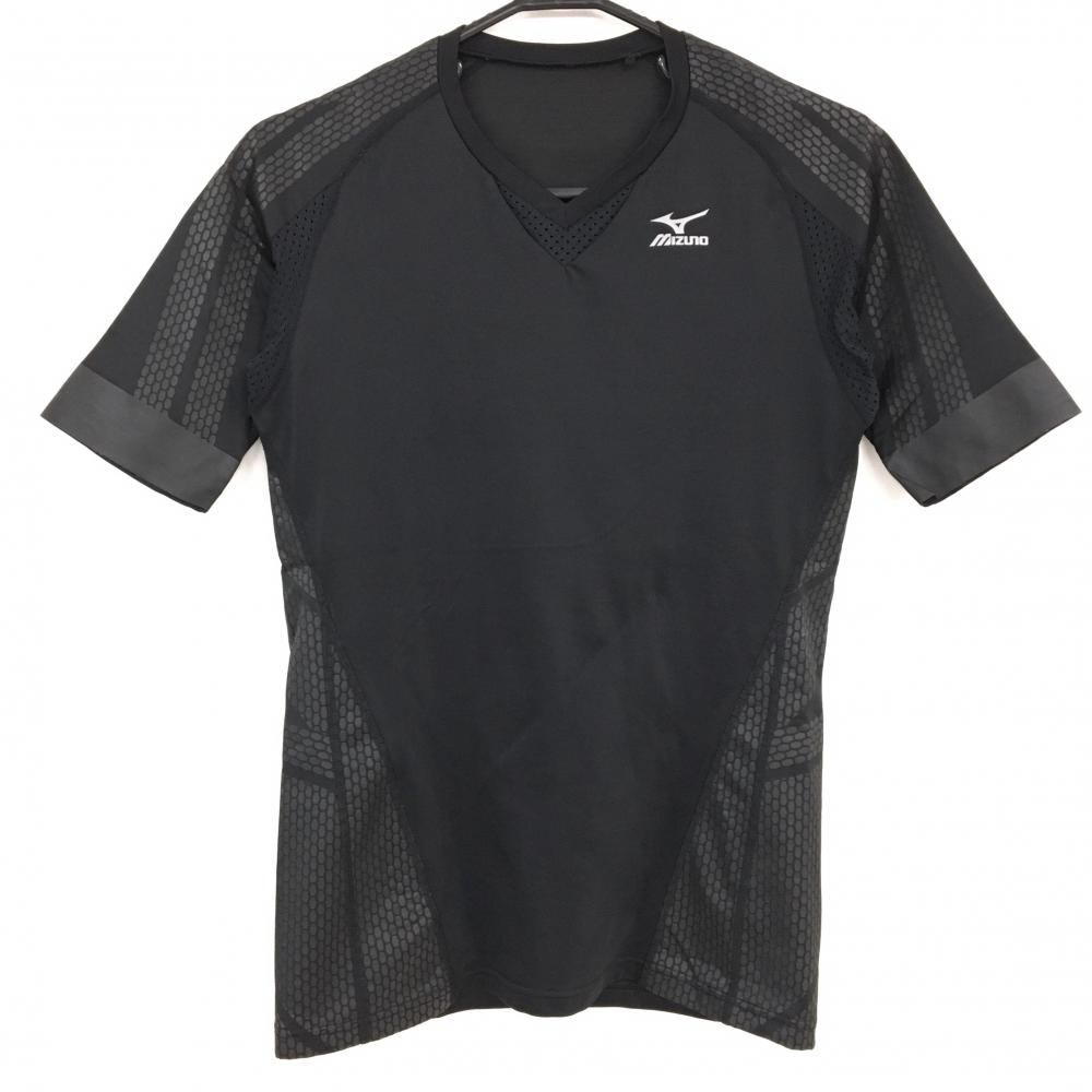 【超美品】ミズノ 半袖インナーシャツ 黒 バイオギア メンズ XL ゴルフウェア MIZUNO