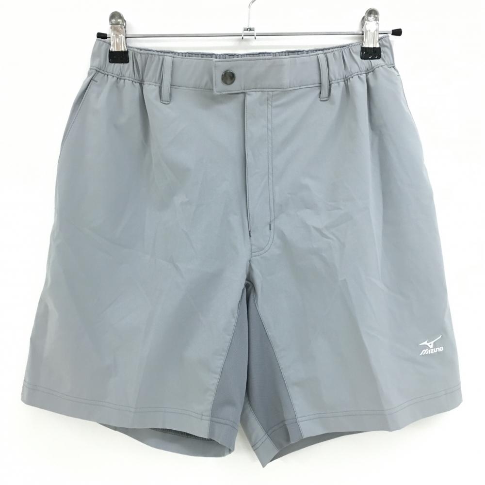 【超美品】ミズノ ハーフパンツ グレー 裾ロゴ ウエストゴム メンズ M ゴルフウェア MIZUNO