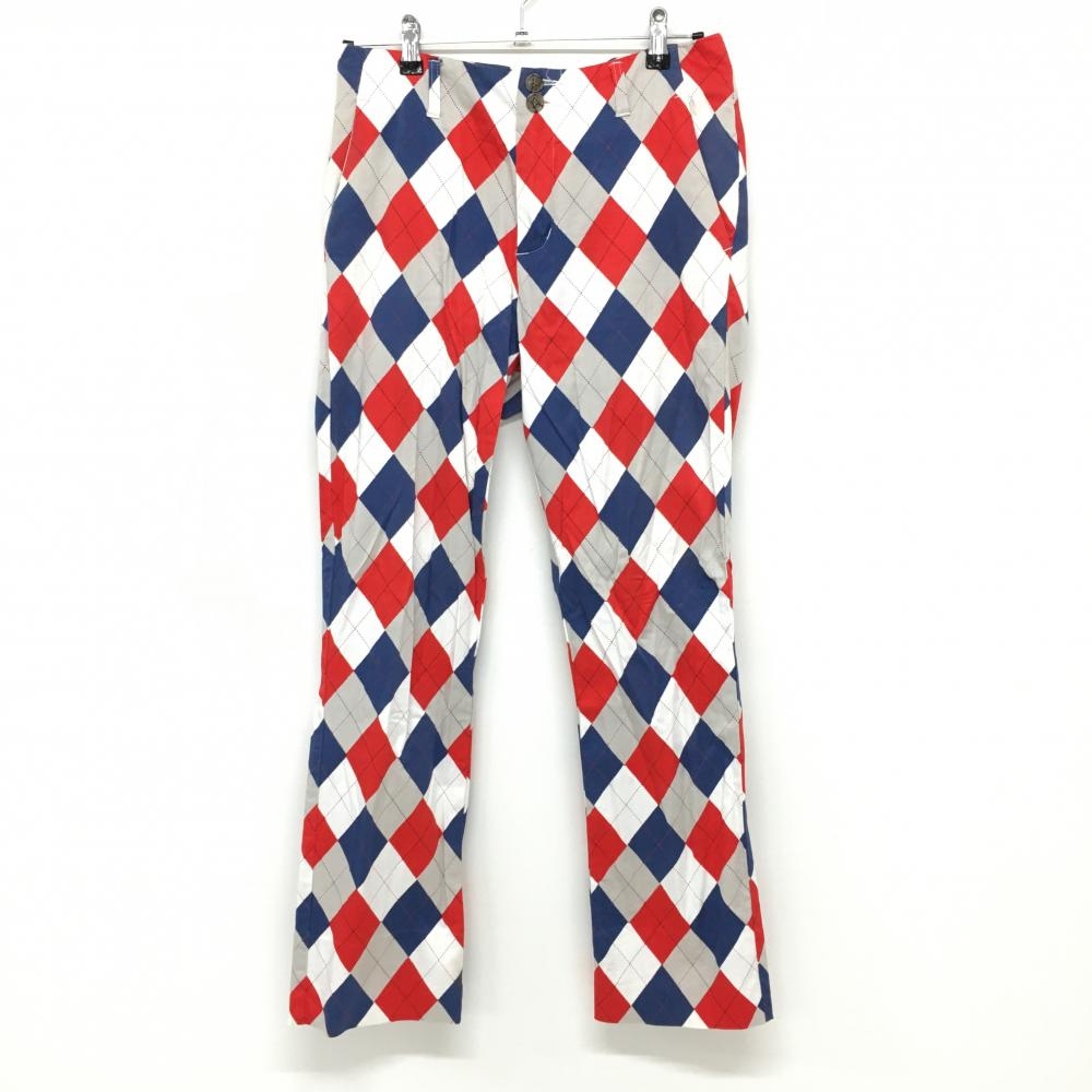 ラウドマウス パンツ レッド×ブルー アーガイル柄 ストレッチ  メンズ 30×UF ゴルフウェア LOUDMOUTH
