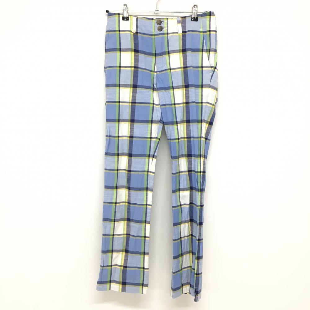 ラウドマウス パンツ ライトブルー×ネイビー チェック 総柄 ストレッチ  メンズ 30×UF ゴルフウェア LOUDMOUTH