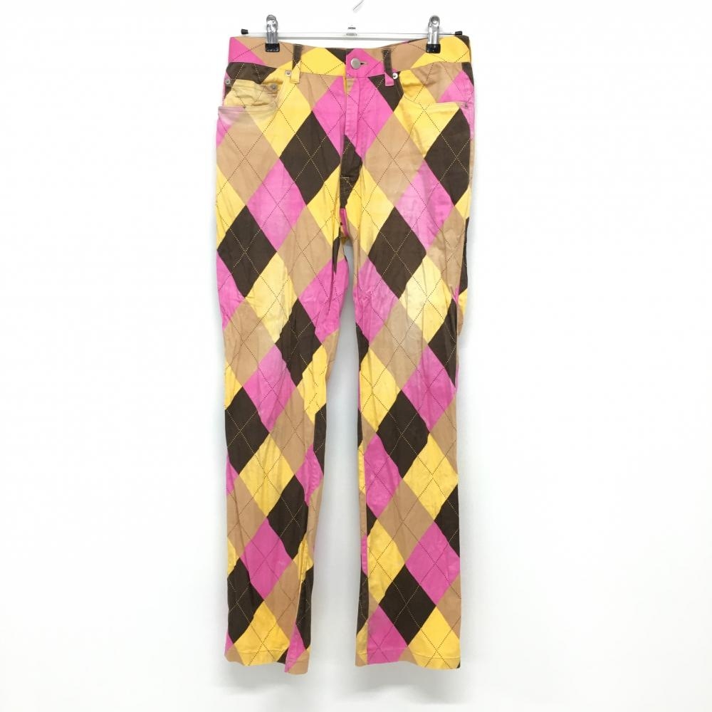 ラウドマウス パンツ ピンク×オレンジ アーガイル柄 ストレッチ  メンズ 30×UF ゴルフウェア LOUDMOUTH