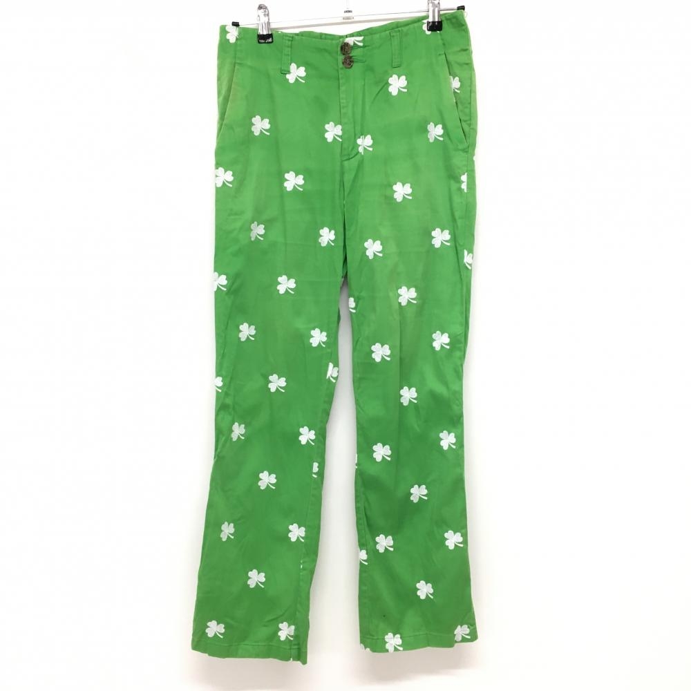 ラウドマウス パンツ グリーン×白 刺しゅう総柄 クローバー ストレッチ メンズ 30XUF ゴルフウェア LOUDMOUTH
