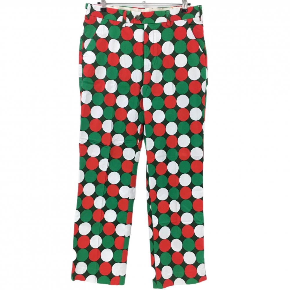 ラウドマウス パンツ ダークグレー×レッド 総柄 ドット バックロゴ メンズ 34×32L ゴルフウェア LOUDMOUTH