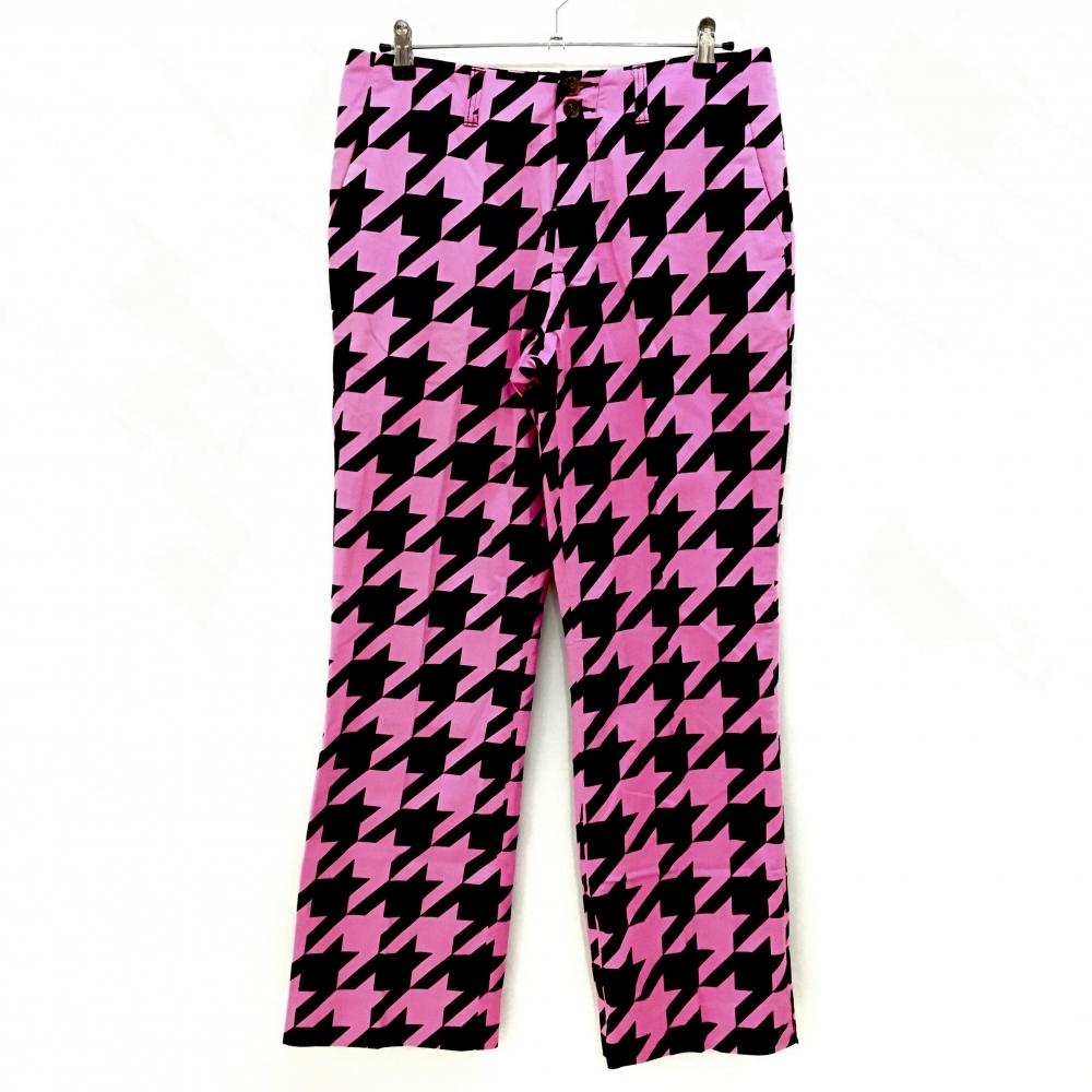 ラウドマウス パンツ ピンク×黒 総柄 バックロゴ メンズ 34×32L ゴルフウェア LOUDMOUTH