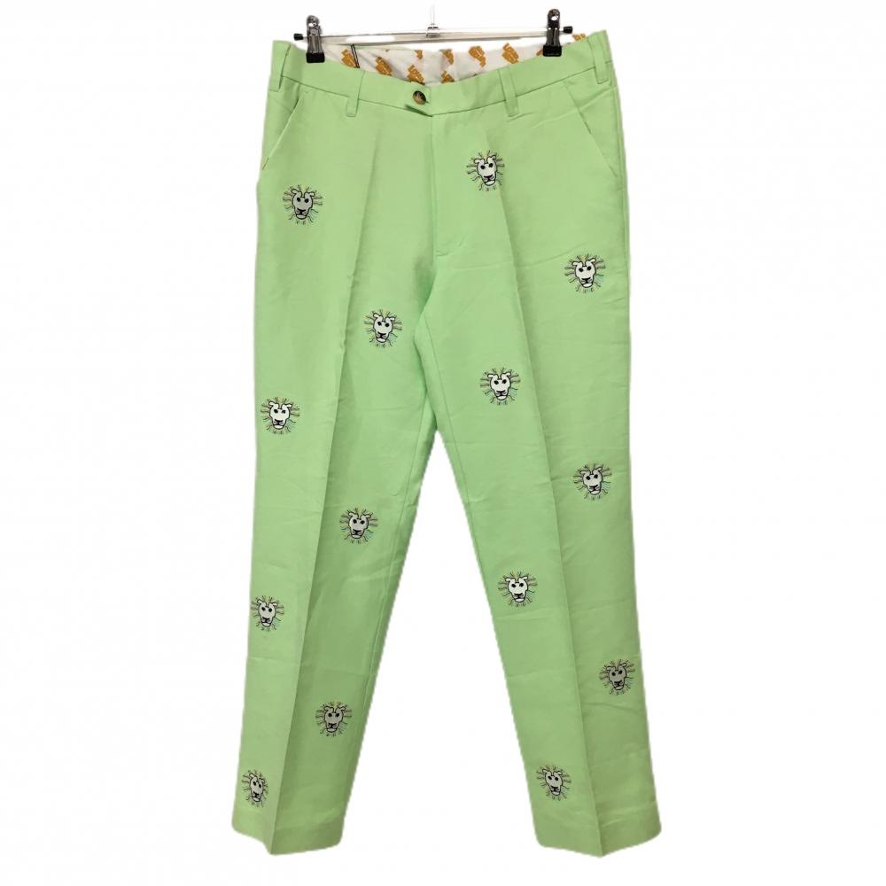ラウドマウス パンツ ライトグリーン×白 ライオン刺しゅう柄 Dri-Balance 仕様タグ付き メンズ 34 ゴルフウェア LOUDMOUTH