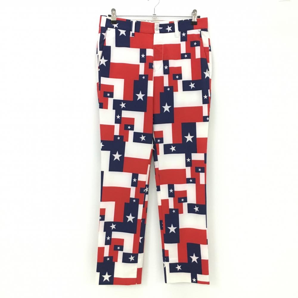 ラウドマウス パンツ 白×レッド×ネイビー 星 星条旗風 メンズ M ゴルフウェア LOUDMOUTH