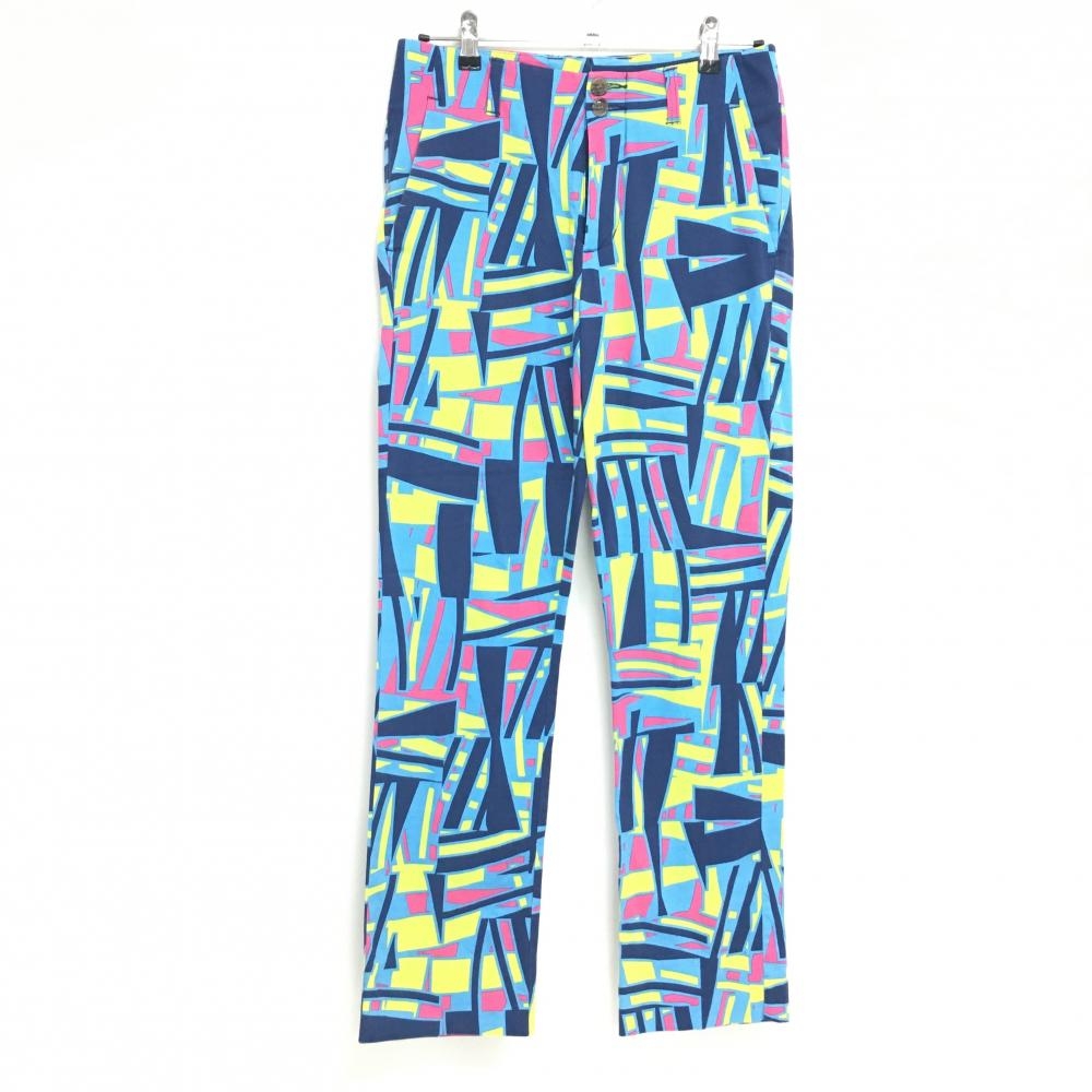 ラウドマウス パンツ ネイビー×ライトグリーン ティキバーブルー柄 バックロゴ  メンズ M ゴルフウェア LOUDMOUTH