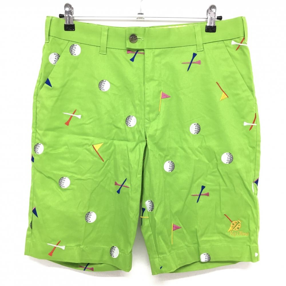 【新品】ラウドマウス ハーフパンツ ライトグリーン×白 ゴルフボール柄 ティー柄  メンズ 32 ゴルフウェア LOUDMOUTH 画像