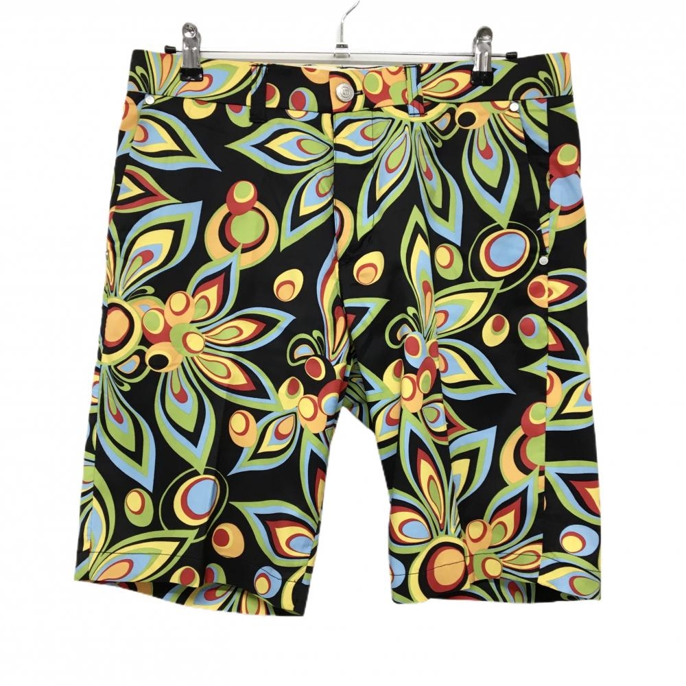 【超美品】ラウドマウス ハーフパンツ 黒×マルチ シャガデリックブラック ストレッチ メンズ LL ゴルフウェア LOUDMOUTH