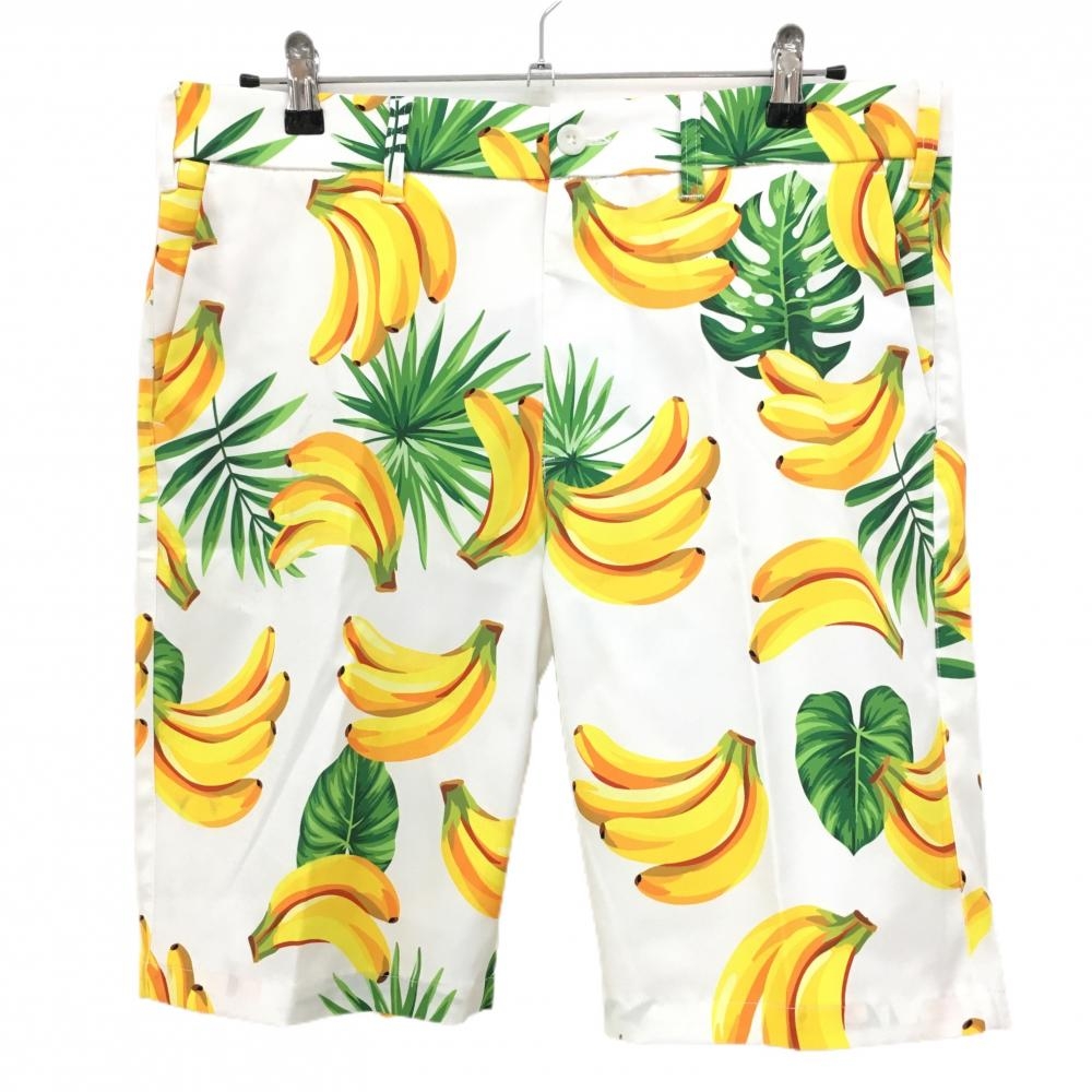 ラウドマウス ハーフパンツ 白×イエロー  バナナホワイト メンズ LL ゴルフウェア LOUDMOUTH