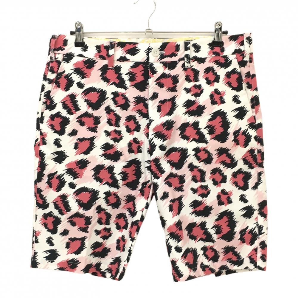 ラウドマウス ハーフパンツ 白×ピンク 総柄 ピンクレオパード メンズ LL ゴルフウェア LOUDMOUTH