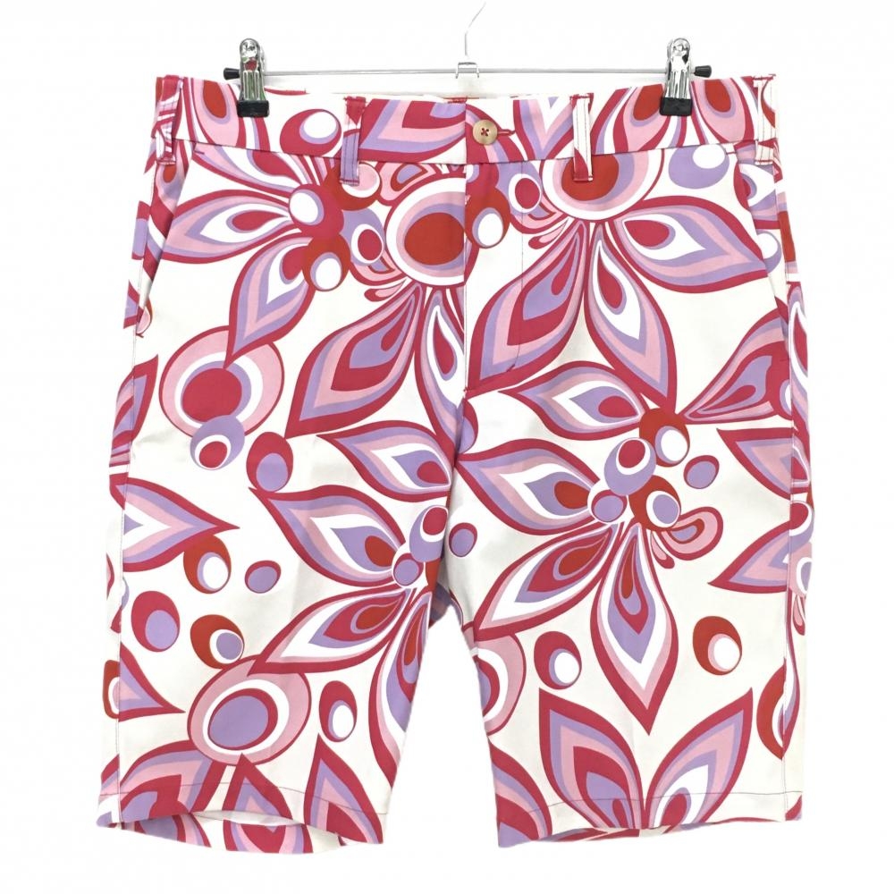【美品】ラウドマウス ハーフパンツ ライトグレー×レッド シャガデリック メンズ LL ゴルフウェア LOUDMOUTH