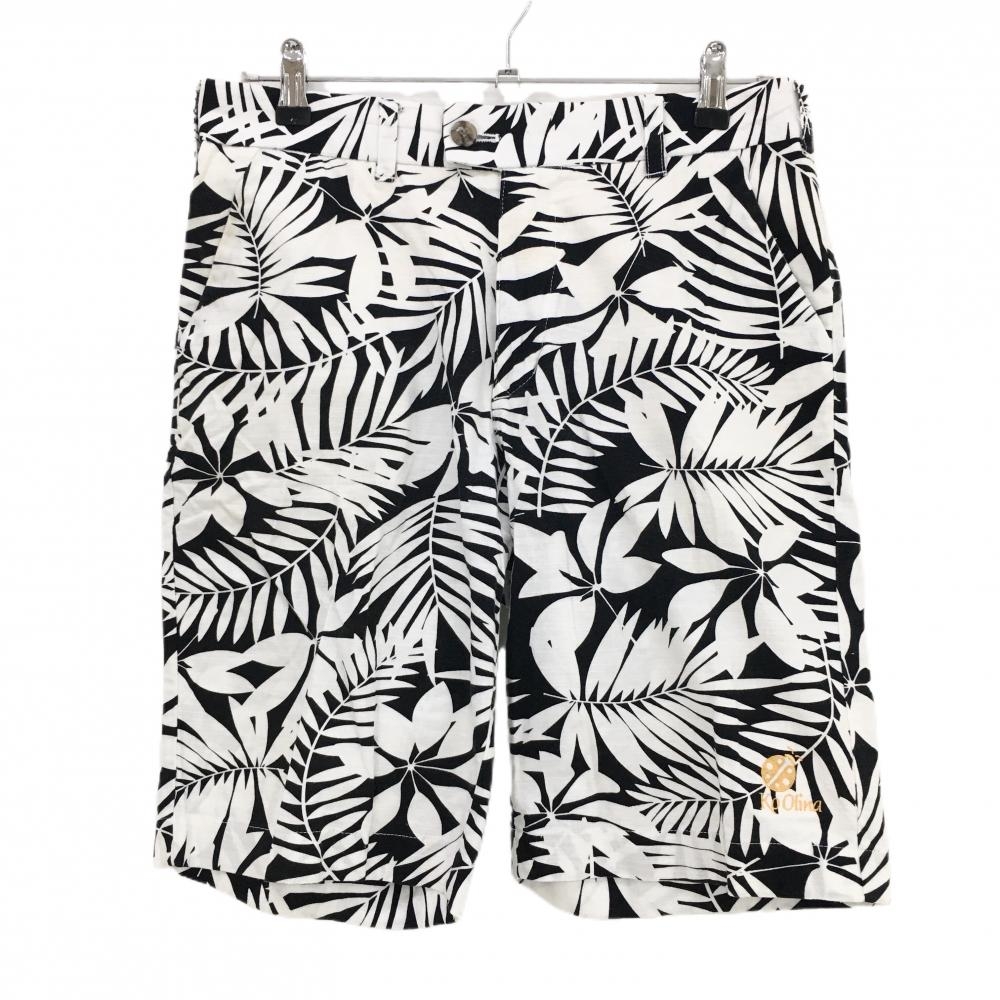 ラウドマウス ハーフパンツ 黒×白 リーフ柄 裏一部シャガデリック Ko Olina メンズ 30 ゴルフウェア LOUDMOUTH