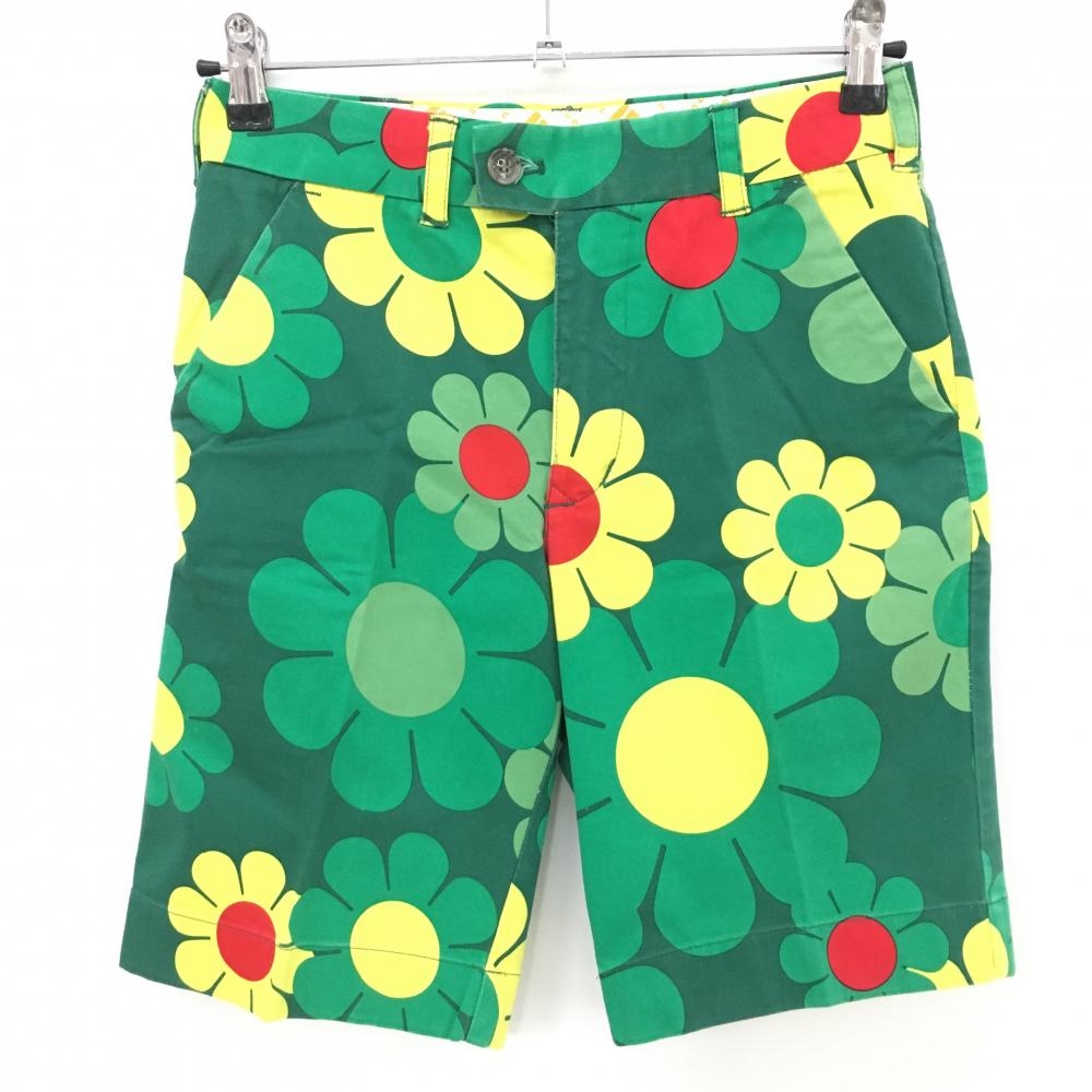 ラウドマウス ハーフパンツ グリーン×イエロー 花柄 メンズ 28 ゴルフウェア LOUDMOUTH