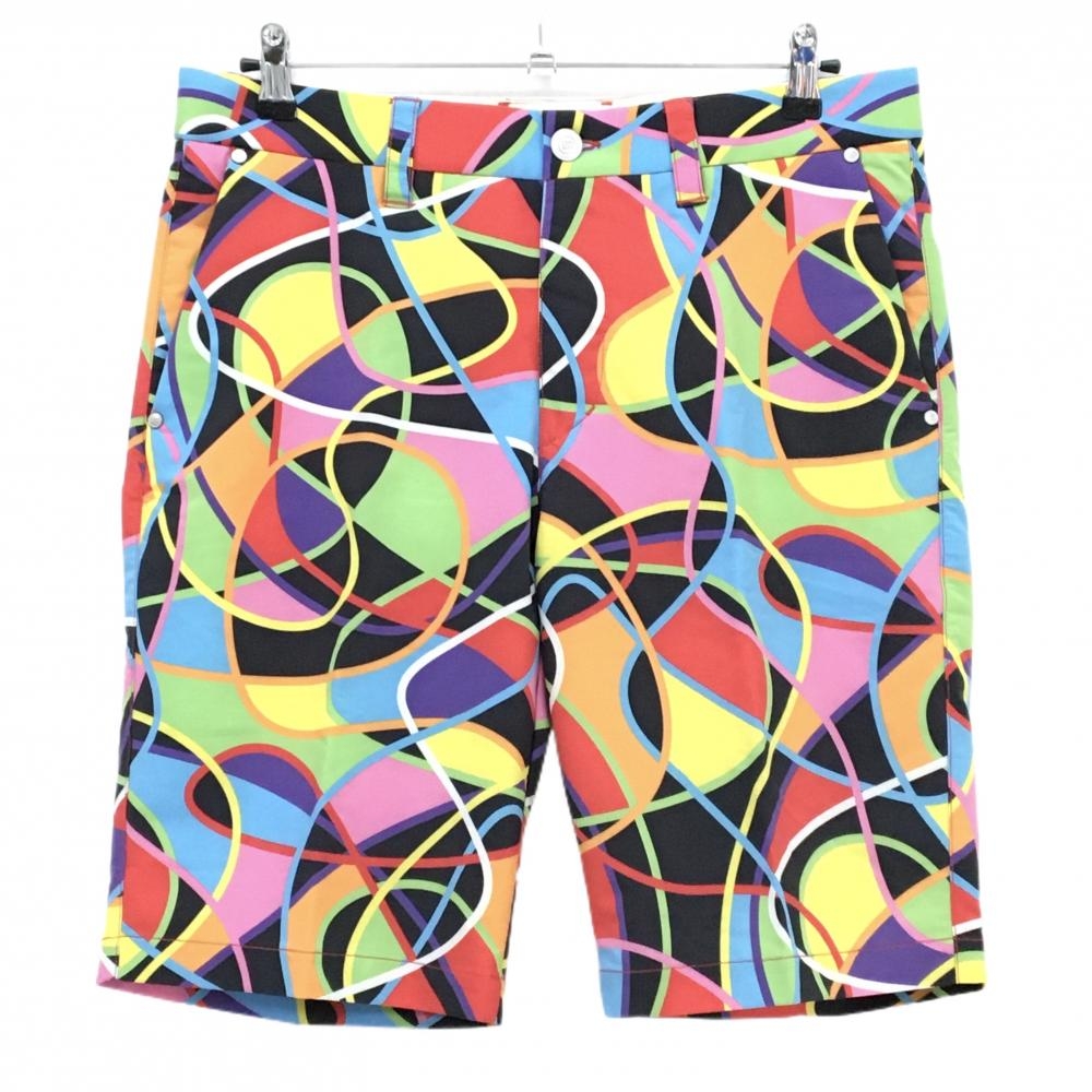 【超美品】ラウドマウス ハーフパンツ マルチカラー カラフル 総柄 スクリブルズリデュックスタイル メンズ L ゴルフウェア LOUDMOUTH