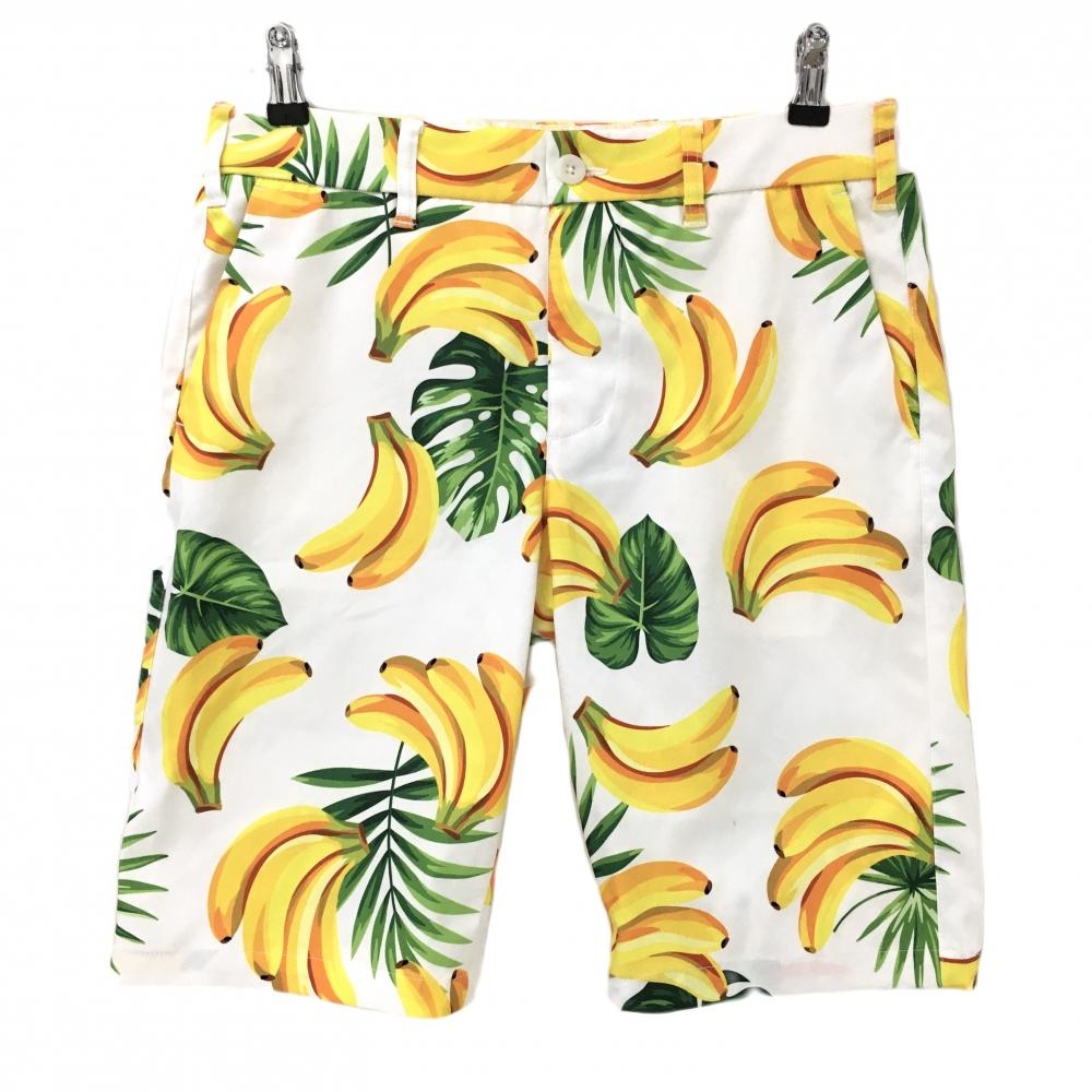 【美品】ラウドマウス ハーフパンツ 白×イエロー バナナ総柄 バナナホワイト  メンズ M ゴルフウェア LOUDMOUTH