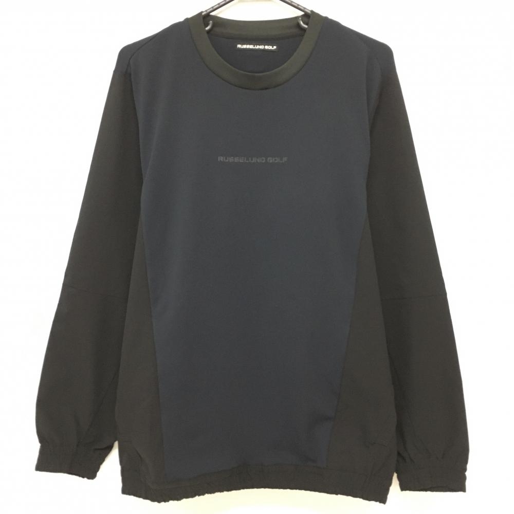 【超美品】ラッセルノ スニード ネイビー×黒 後ルチャマスク 切替 プルオーバー メンズ 5(L) ゴルフウェア 2023年モデル RUSSELUNO