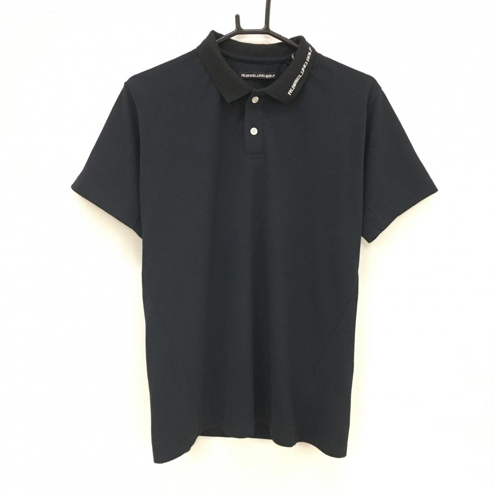 ラッセルノゴルフ 半袖ポロシャツ 黒 背面ルチャマスク メンズ 4(M) ゴルフウェア RUSSELUNO