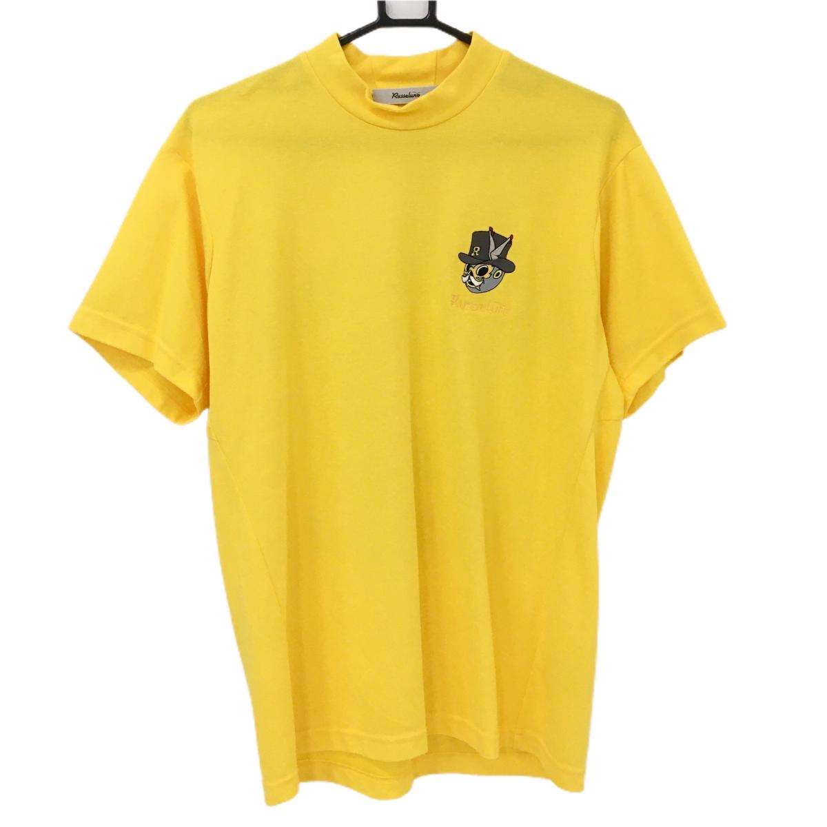 【超美品】ラッセルノ 半袖ハイネックシャツ イエロー×黒 バックロゴ ルチャマスク  メンズ 5(L) ゴルフウェア 2025年モデル RUSSELUNO