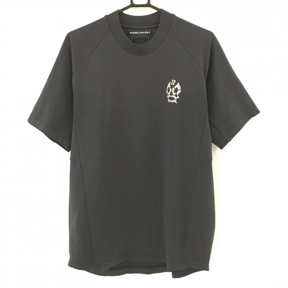 【超美品】ラッセルノゴルフ 半袖ハイネックシャツ グレー ルチャマスク ロゴシルバー  メンズ 5(L) ゴルフウェア RUSSELUNO