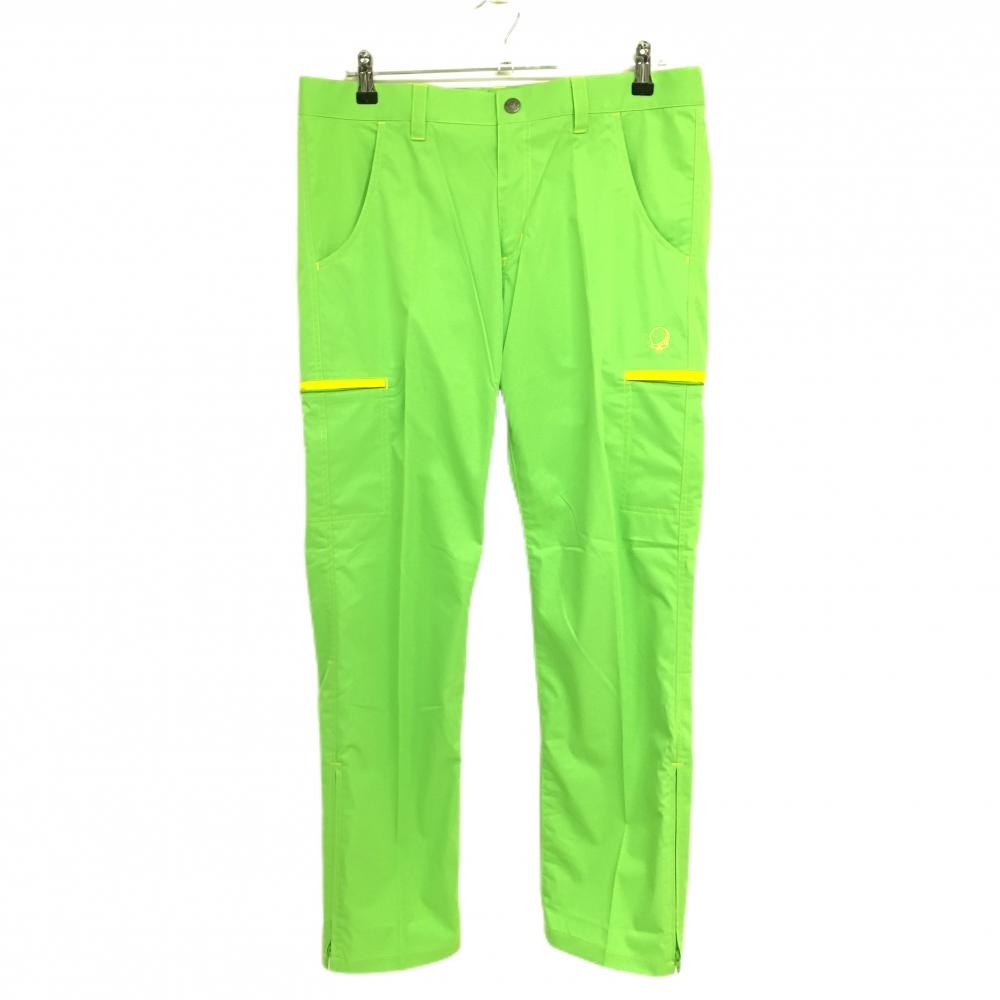 【新品】ラッセルノ パンツ ライトグリーン×イエロー 裾ジップ スカル刺しゅう メンズ 6(XL) ゴルフウェア RUSSELUNO
