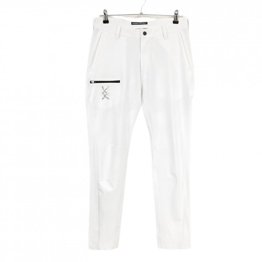 【美品】ラッセルノゴルフ パンツ 白 ルチャ ストレッチ 薄手 メンズ 4(L) ゴルフウェア RUSSELUNO