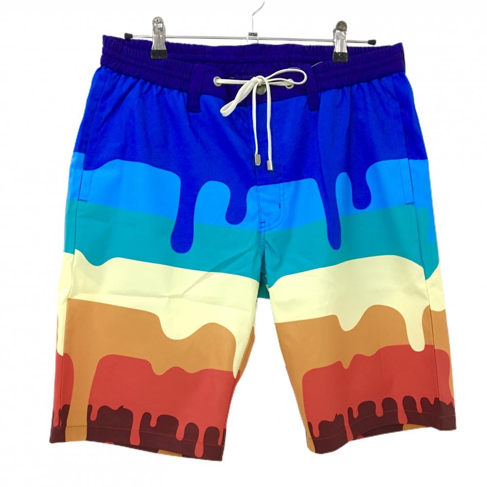 【新品】ラッセルノ ハーフパンツ マルチカラー 総柄 ウエストゴム＆調節紐 メンズ 6(XL) ゴルフウェア RUSSELUNO