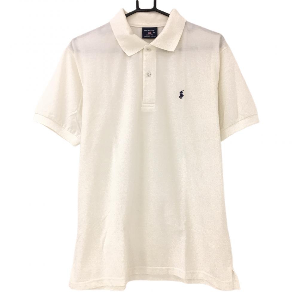 ポロスポーツ ラルフローレン 半袖ポロシャツ 白×ネイビー ロゴ刺しゅう  メンズ XL ゴルフウェア Ralph Lauren 画像