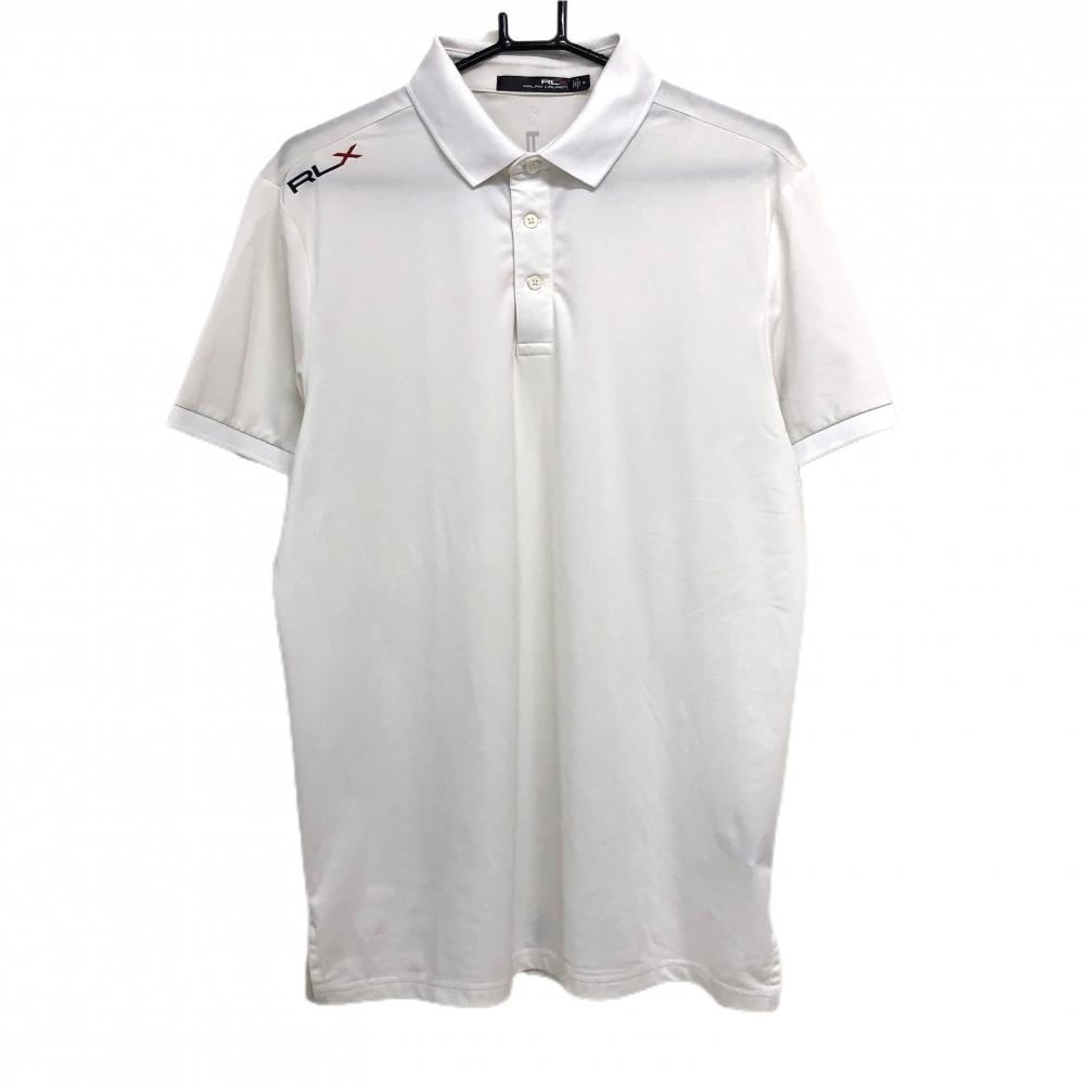 【美品】RLXラルフローレン 半袖ポロシャツ 白 ロゴプリント WICKING メンズ M ゴルフウェア Ralph Lauren
