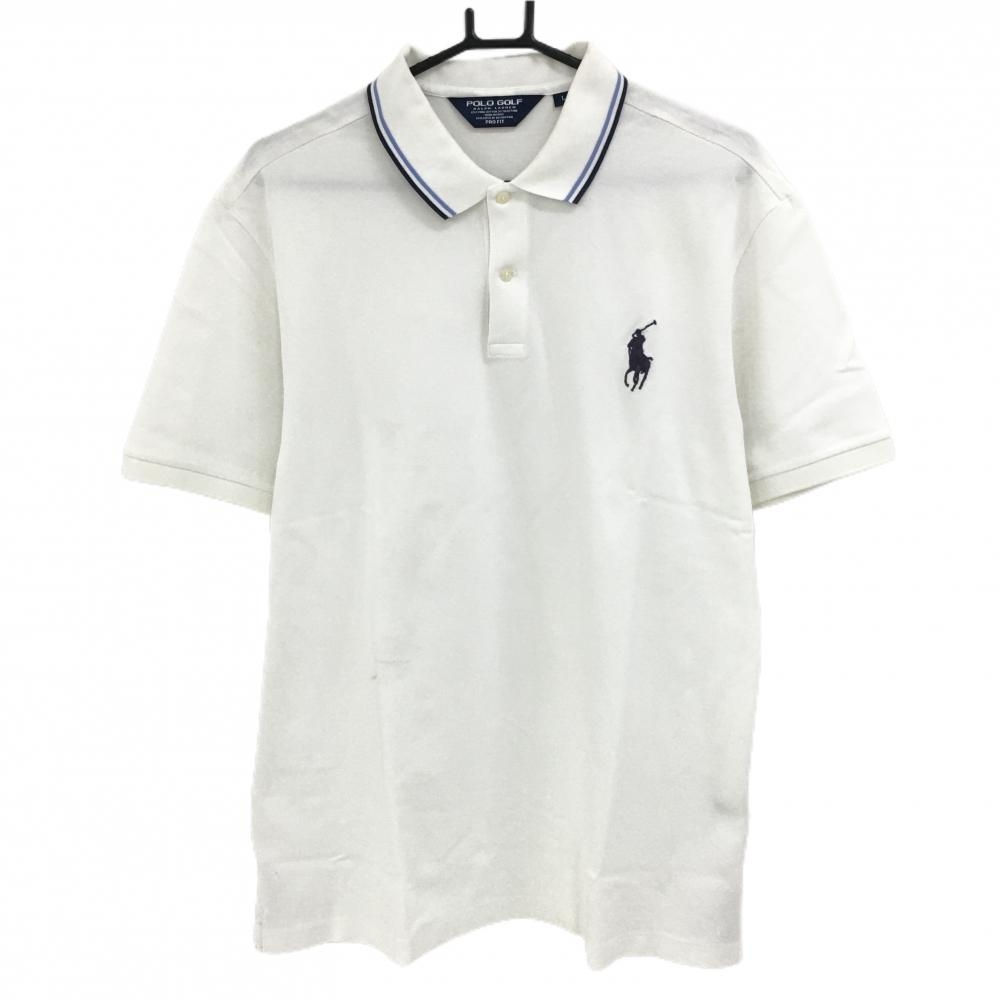 ポロゴルフ 半袖ポロシャツ 白 襟ライン ビッグポニー刺しゅう メンズ L ゴルフウェア Ralph Lauren