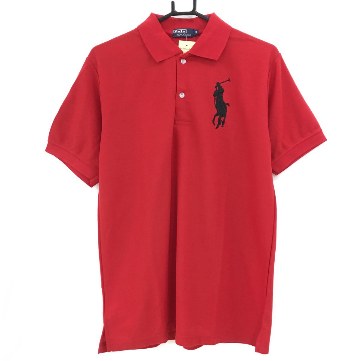 【新品】ポロラルフローレン 半袖ポロシャツ レッド ビッグポニー刺しゅう メンズ M ゴルフウェア Ralph Lauren