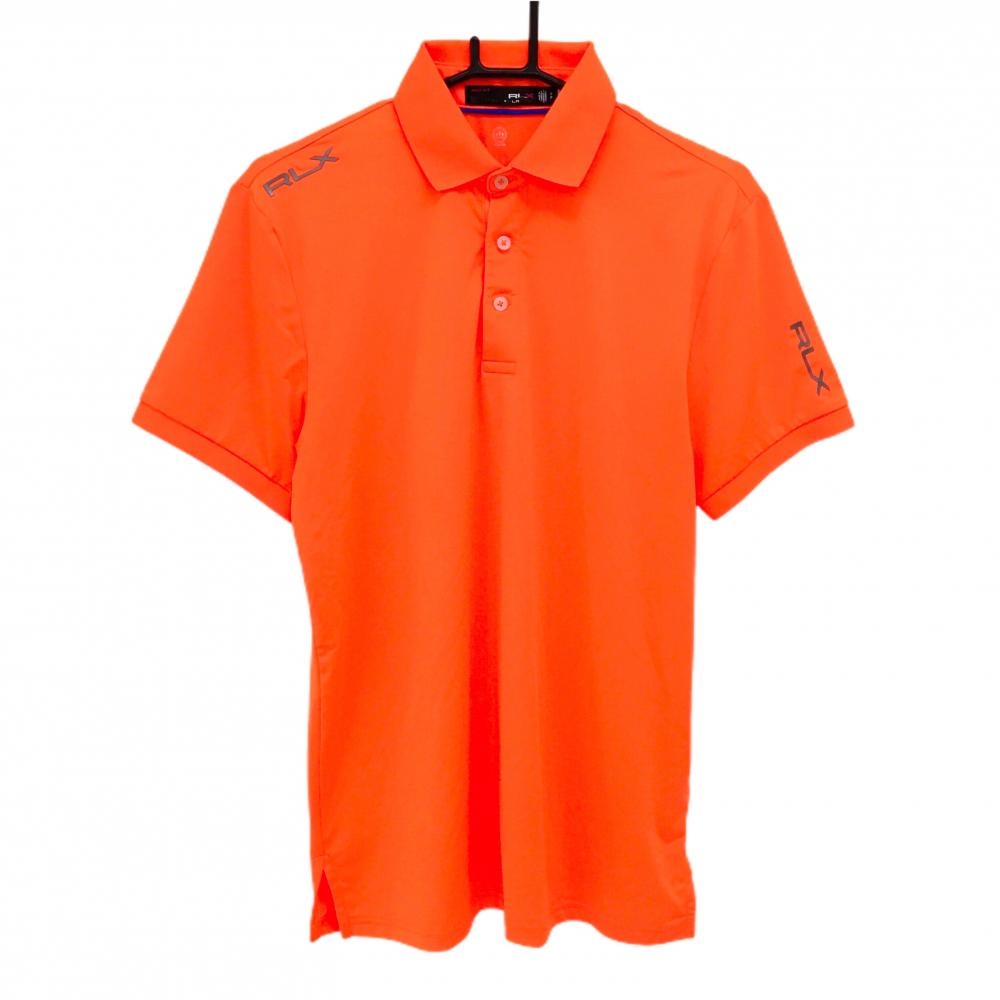 【美品】RLXラルフローレン 半袖ポロシャツ 蛍光オレンジ 肩・袖ロゴ  メンズ SP ゴルフウェア Ralph Lauren