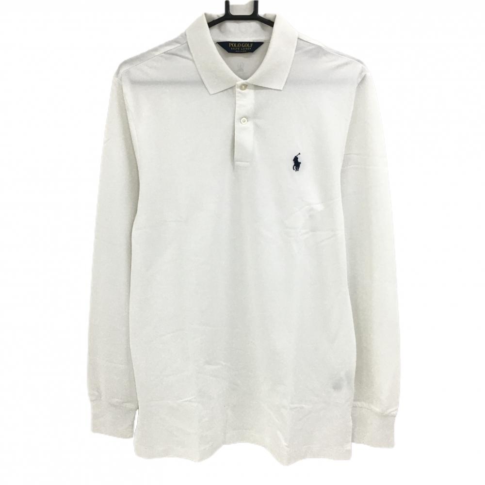 ポロゴルフ 長袖ポロシャツ 白 襟裏ロゴ メンズ M ゴルフウェア Ralph Lauren