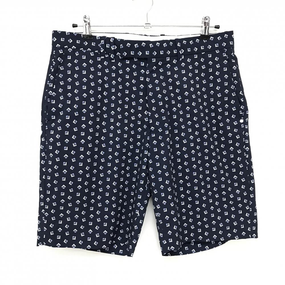 【美品】RLXラルフローレン ハーフパンツ ネイビー×白 総柄 バックロゴ メンズ 30 ゴルフウェア Ralph Lauren