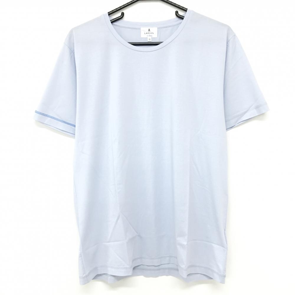 【超美品】ランバンオンブルー Tシャツ スモーキーパープルブルー系 後ろロゴ メンズ 52 ゴルフウェア LANVIN SPORT