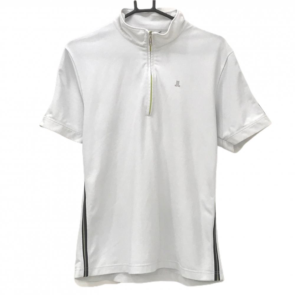 ランバンスポール 半袖ハイネックシャツ 白 ハーフジップ サイドライン メンズ 40(L) ゴルフウェア LANVIN SPORT