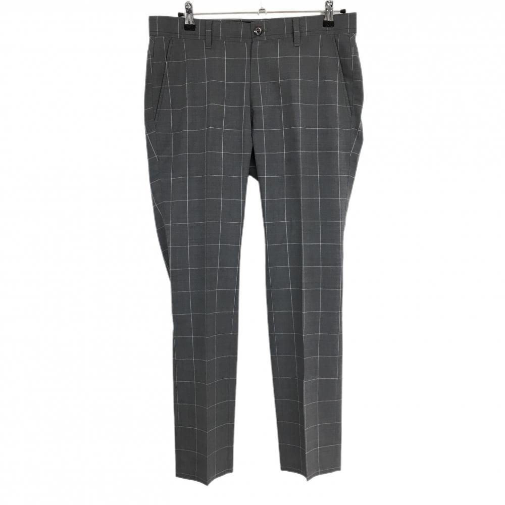 【超美品】ランバンスポール パンツ グレー×白 格子柄 ロゴ刺しゅう メンズ 85 ゴルフウェア LANVIN SPORT