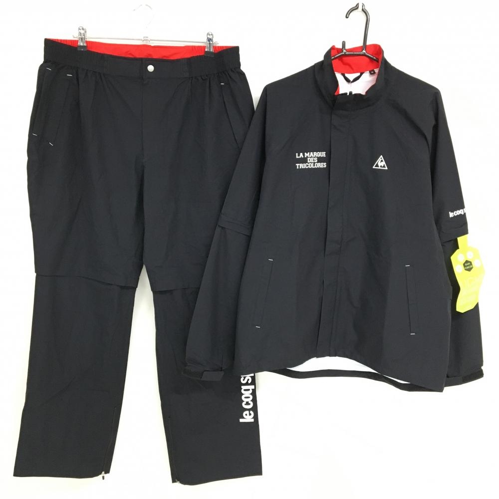 【新品】ルコックゴルフ レインウェア(2WAYジャケット×パンツ) 黒×レッド メンズ 3L ゴルフウェア 大きいサイズ le coq sportif