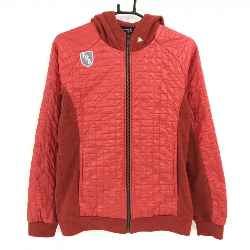 ルコックゴルフ 切替ボアジップパーカー レッド系 一部表キルティング メンズ M ゴルフウェア le coq sportif