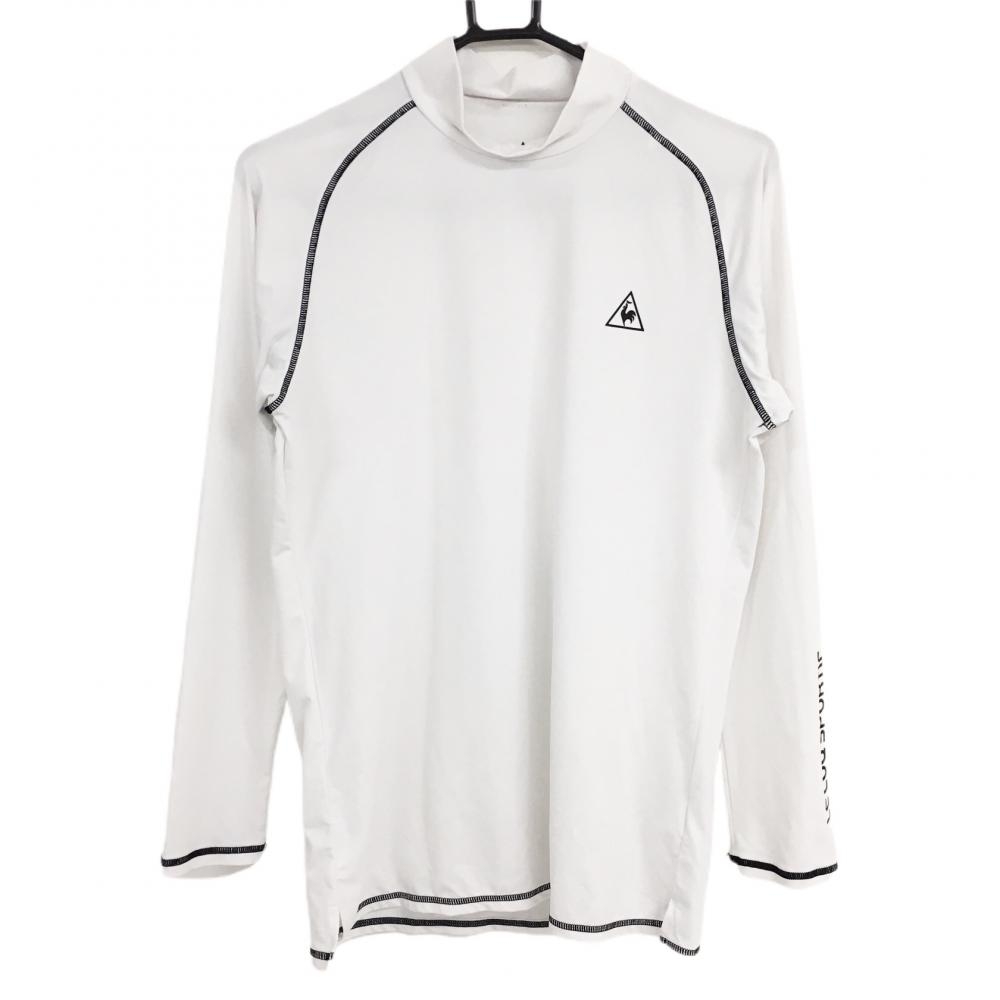 【超美品】ルコック ハイネックインナーシャツ 白×黒 袖ロゴ メンズ L ゴルフウェア le coq sportif 画像