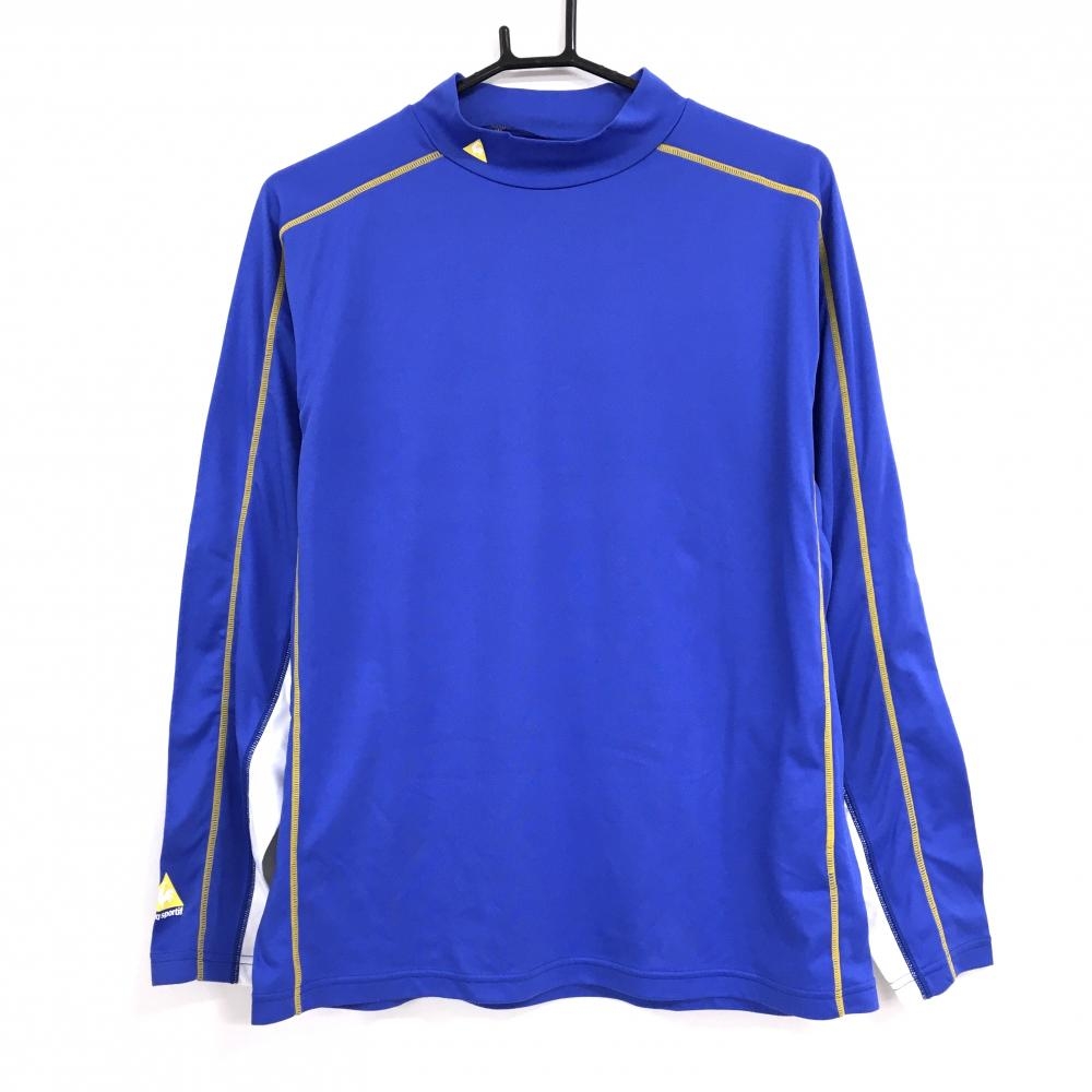 【美品】ルコックゴルフ ハイネックインナーシャツ ブルー×白 ネックロゴ  メンズ L ゴルフウェア le coq sportif