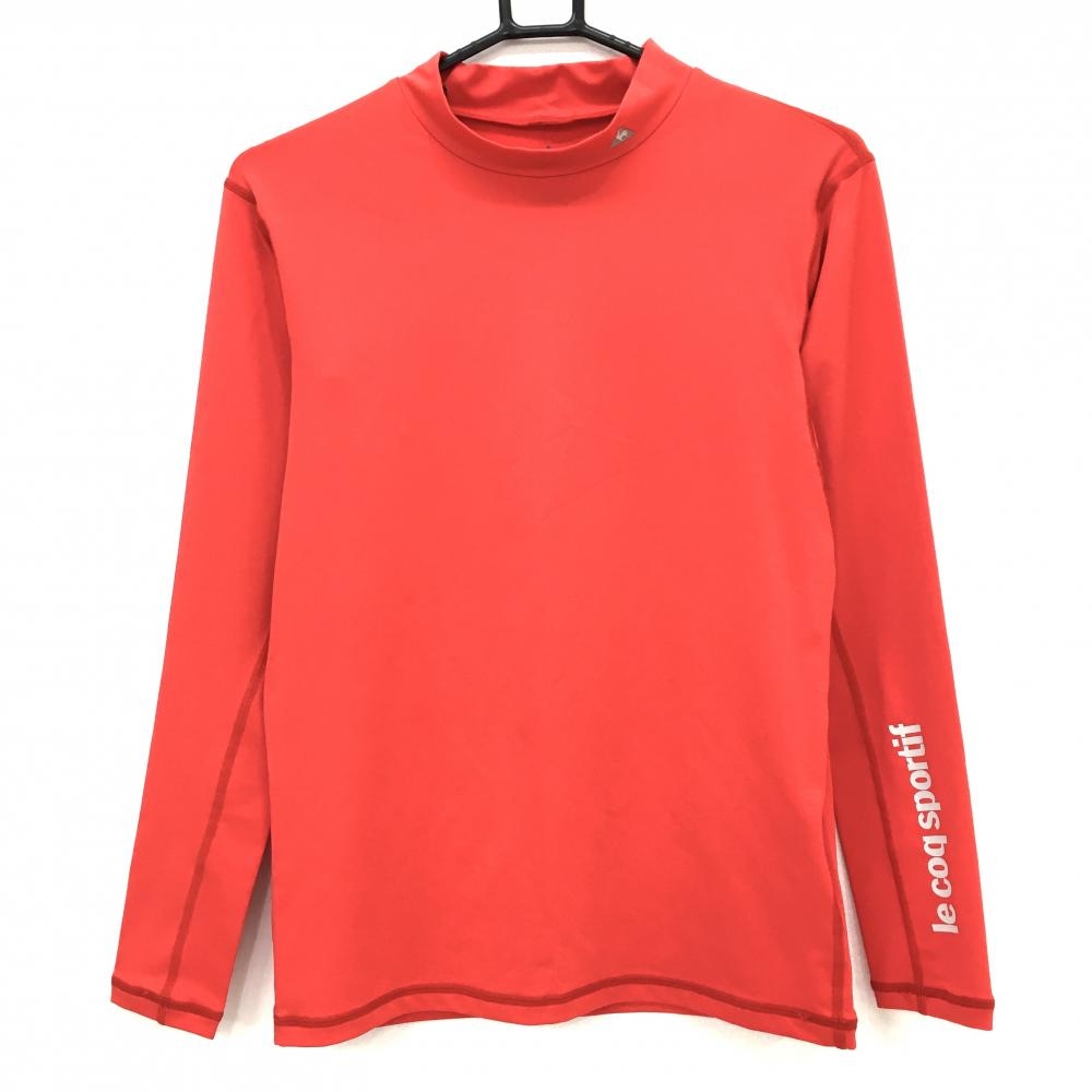 【超美品】ルコックゴルフ ハイネックインナーシャツ レッド 袖ロゴ メンズ M ゴルフウェア le coq sportif