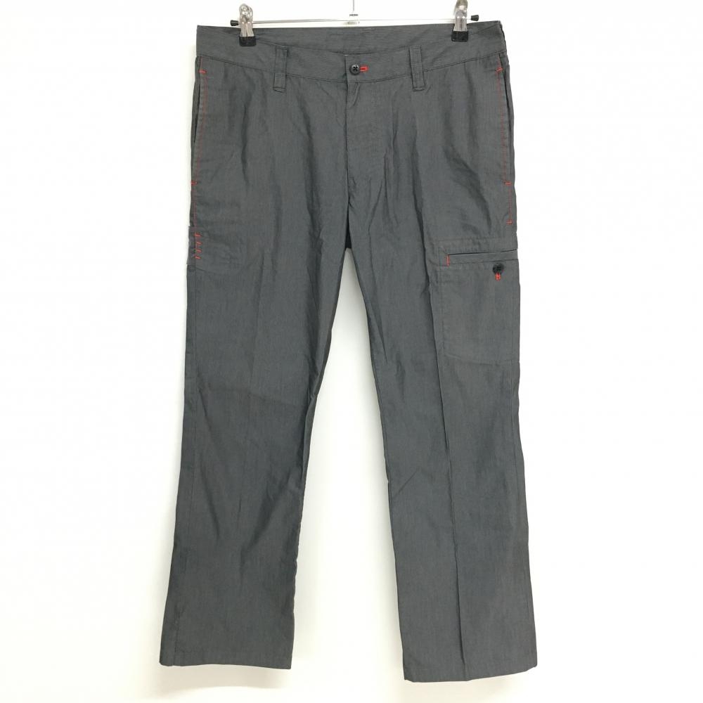 【美品】ルコック パンツ グレー×レッド 細ストライプ ティー装着可  メンズ 88 ゴルフウェア le coq sportif